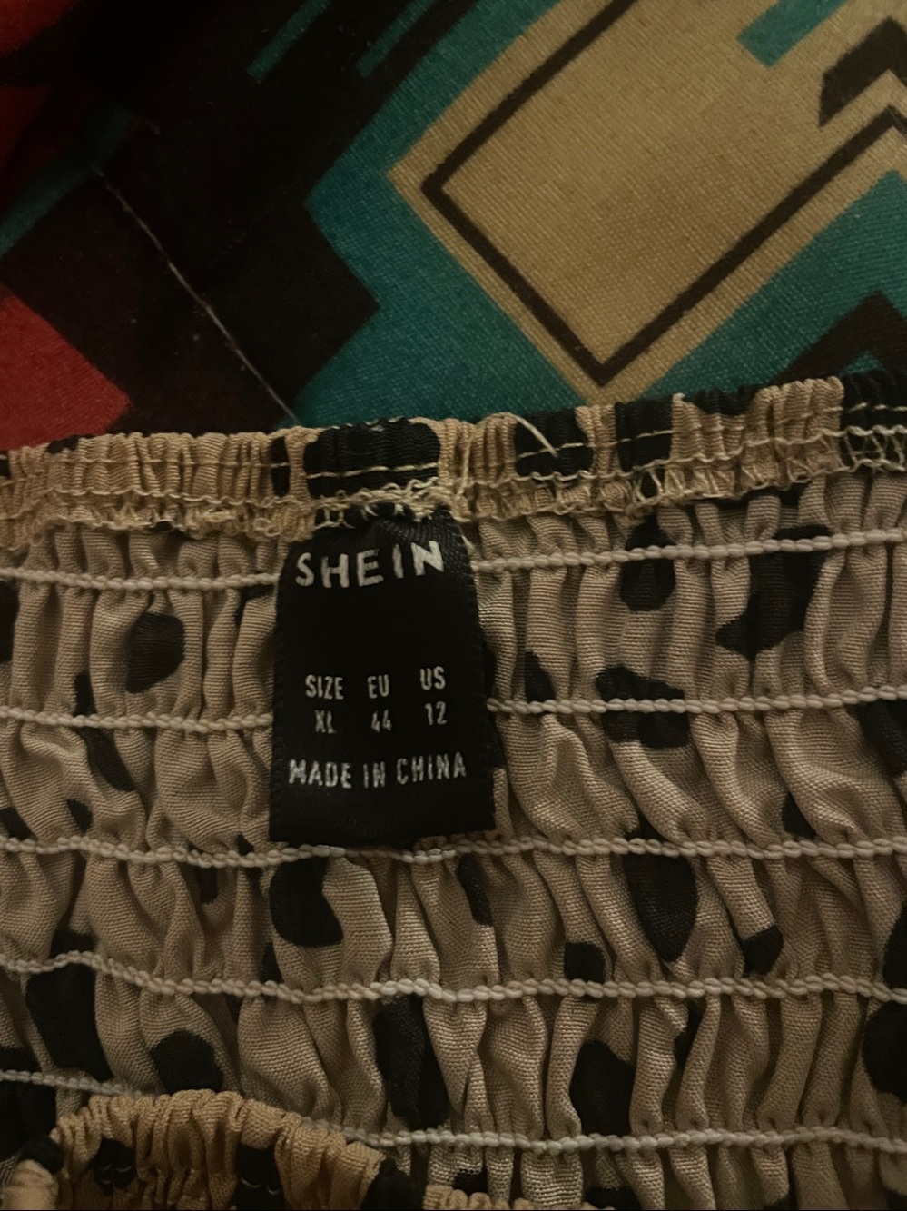 SHEIN Beige Smocked Waist Maxi Skirt with Black Spot Print - Picture 3 of 3